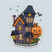 halloween huis sticker ai genereren foto