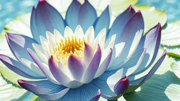 detailopname van een mooi Waterlelie bloem in de blauwachtig wateren ai gegenereerd foto