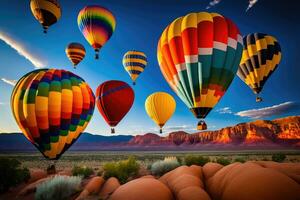 veelkleurig heet lucht ballonnen vliegend festival. generatief ai foto