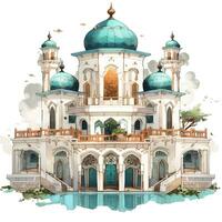 huis anime stijl, huis moslim architectuur wit achtergrond hoog kwaliteit ai beeld gegenereerd foto