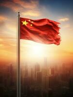 Chinese nationaal vlag, de nationaal dag van de mensen republiek van China Aan oktober 31e, verjaardag van de Chinese mensen en de Super goed viering van de mensen republiek van china.generatief ai foto