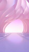 een roze tunnel met wit muren en een roze lucht generatief ai foto