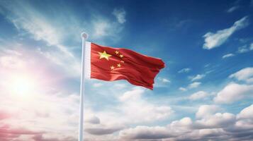 Chinese nationaal vlag, de nationaal dag van de mensen republiek van China Aan oktober 31e, verjaardag van de Chinese mensen en de Super goed viering van de mensen republiek van china.generatief ai foto