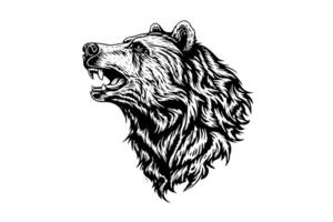 beer hoofd kant visie logotype vector gravure stijl illustratie foto