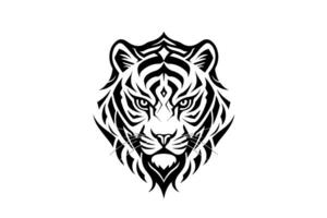 tijger mascotte sport of tatoeëren ontwerp. zwart en wit vector illustratie logotype teken kunst. foto