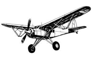 hand- getrokken inkt schetsen van vliegtuig. gravure stijl vector illustratie. foto