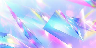 holografische achtergrond met glas scherven. regenboog reflexen in roze en Purper kleur. abstract modieus patroon. structuur met magisch effect. foto
