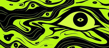 trippy vloeistof groen modieus vector abstract achtergrond in groovy stijl. psychedelisch banier patroon, sjabloon voor reclame. foto