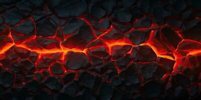 gesmolten lava structuur achtergrond. grond heet lava. brandend kolen, barst oppervlak. abstract natuur patroon, gloed vervaagd vlam. 3d geven illustratie. foto