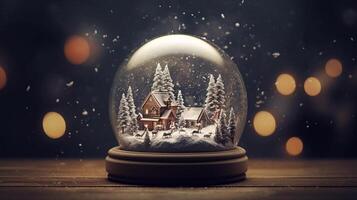 vrolijk Kerstmis sneeuw wereldbol generatief ai foto