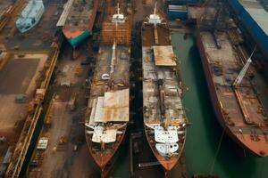 schip gebouw hangar. genereren ai foto