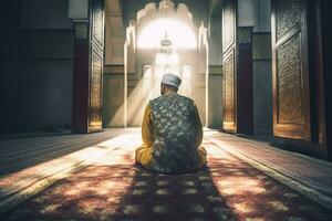 moslim Mens bidden. genereren ai foto