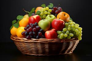 vers en levendig fruit in een mand foto