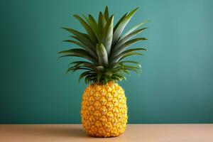 rijp geel ananas met de stekelig kroon foto