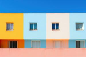 kleurrijk gebouwen minimaal abstract ontwerp, ai gegenereerd foto