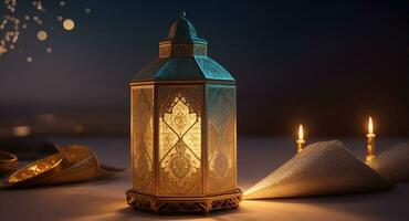 Islamitisch lantaarn goud voor element Islamitisch evenement en viering foto