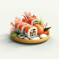 ai generatief hoog kwaliteit 3d stijl ontwerp van sushi foto