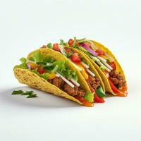 ai generatief 3d ontwerp van heerlijk taco's in wit achtergrond foto