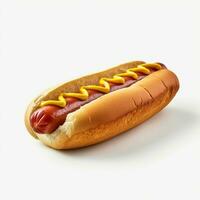 ai generatief hoog kwaliteit van 3d hotdog ontwerp in wit achtergrond foto