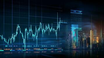 voorraad markt diagram en investering en valuta aandelenbeurs, planning en strategie concept door generatief ai foto