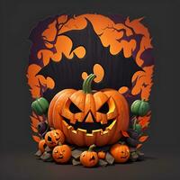 halloween achtergrond pompoen eng t overhemd ontwerp, ai gegenereerd foto