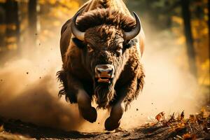 bizon krachtig symbolen van van de natuur majesteit, generatief ai foto