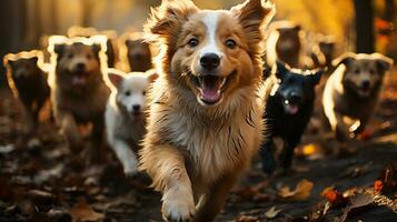 blij puppy speeltijd schattig puppy's hebben pret in levendig interactie, generatief ai foto