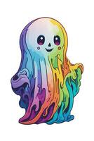 schattig geest in regenboog kleuren kawaii grafiek voor halloween, foto