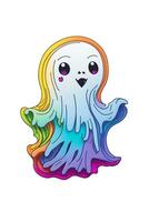 schattig geest in regenboog kleuren kawaii grafiek voor halloween, foto