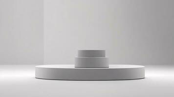 minimalistische grijs voetstuk voor Product presentatie, 3d geven ai gegenereerd foto