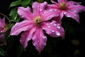 bloeiend clematis in de tuin. foto