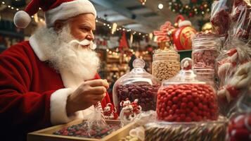 Europese Kerstmis markten, buying snoep van markt foto