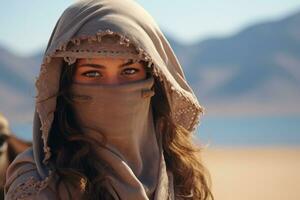 moslim vrouw vervelend Niqab en hijab generatief ai foto