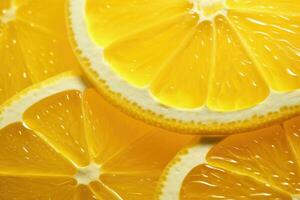detailopname van een dun plak van citroen foto