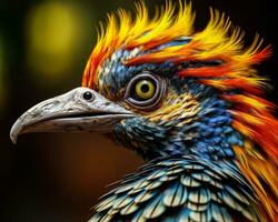 de schoonheid van pauw een hoog resolutie foto van een kleurrijk Pauw oog en bek ai generatief