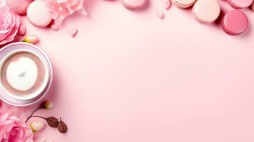 een zoet en vrouwelijk flatlay voor valentijnsdag dag ai generatief foto