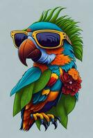 een gedetailleerd illustratie van een papegaai voor een t-shirt ontwerp, behang en mode ontwerp foto
