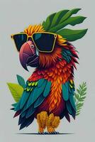 een gedetailleerd illustratie van een papegaai voor een t-shirt ontwerp, behang en mode ontwerp foto