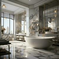 interieur ontwerp van een ruim modern luxe badkamer foto