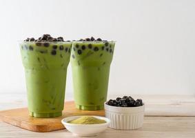 matcha groene thee latte met bubbel foto