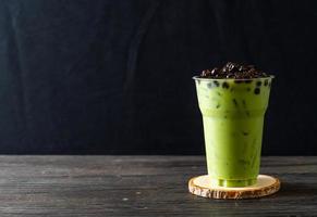 matcha groene thee latte met bubbel foto