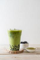 matcha groene thee latte met bubbel foto