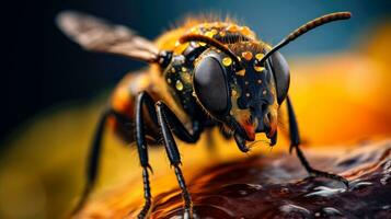 bijen oog klein vraagt zich af een gedetailleerd en kleurrijk visie van de schoonheid van natuur kleinste schepsel insecten ai generatief foto