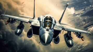 supersonisch bommenwerper met digitaal camouflage in actie ai gegenereerd foto