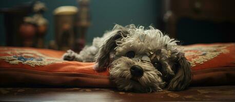 een speelgoed- puppy resting in de lounge foto