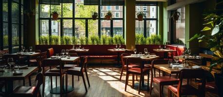 leeg dag interieur van een restaurant met meubilair foto