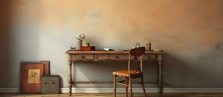 antiek bureau en stoel in een zonnig studie hoek foto