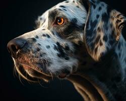 detailopname van een dalmatiër honden neus- met vlekken en rimpels ai generatief foto