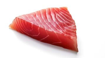 tonijn plak van vers rauw vis geïsoleerd Aan wit achtergrond. generatief ai foto
