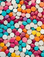 gezondheidszorg levering stack farmaceutische producten pillen en medicatie, generatief ai foto